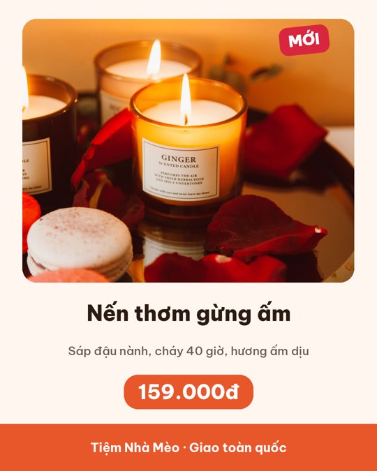 Demo thẻ sản phẩm nến thơm, giá 159.000đ